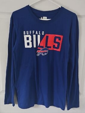 NFL Buffalo Bills Long Sleeve Shirt in Blue with Red & White Graphics